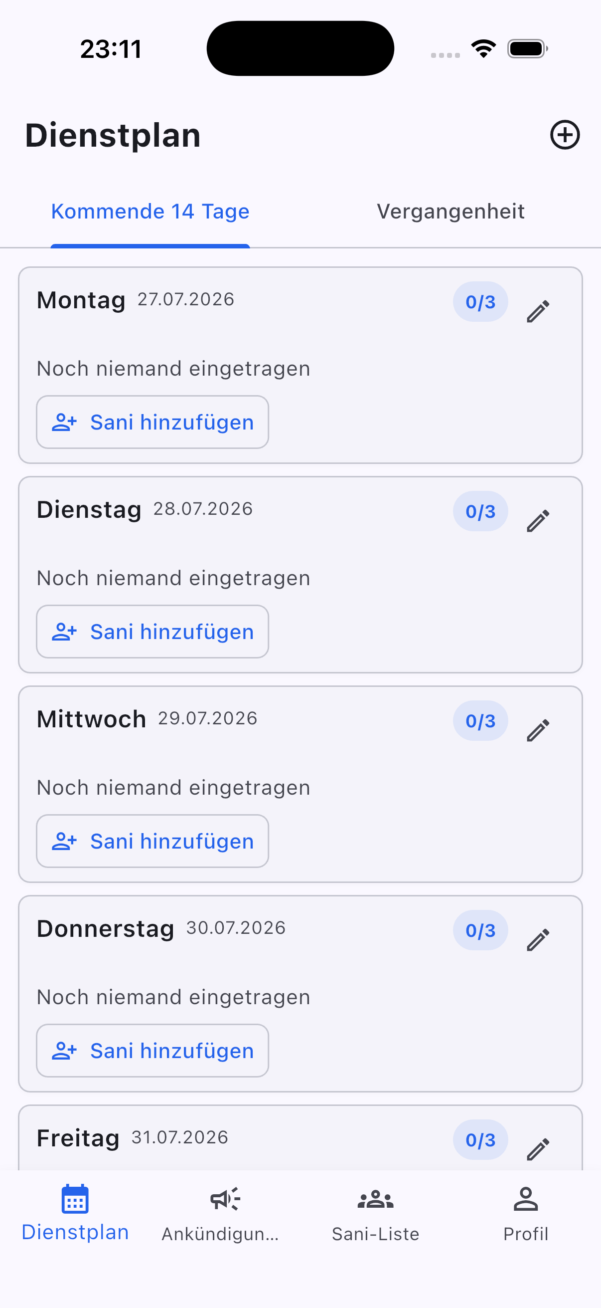 SSD Manager Dienstplan auf einem iPhone
